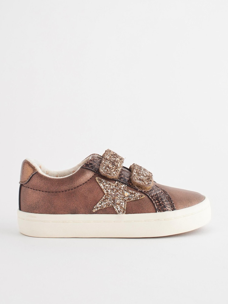 Bronze Brown Standard Fit (F) Glitter Star Trainers - Image 2 of 6