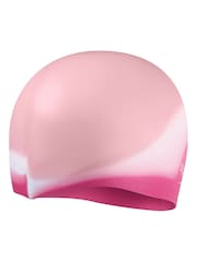 Speedo Pink/White Kids Silicone Swim Cap - Image 1 of 5