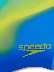 Speedo Blue/Yellow Kids Silicone Swim Cap - Image 4 of 4