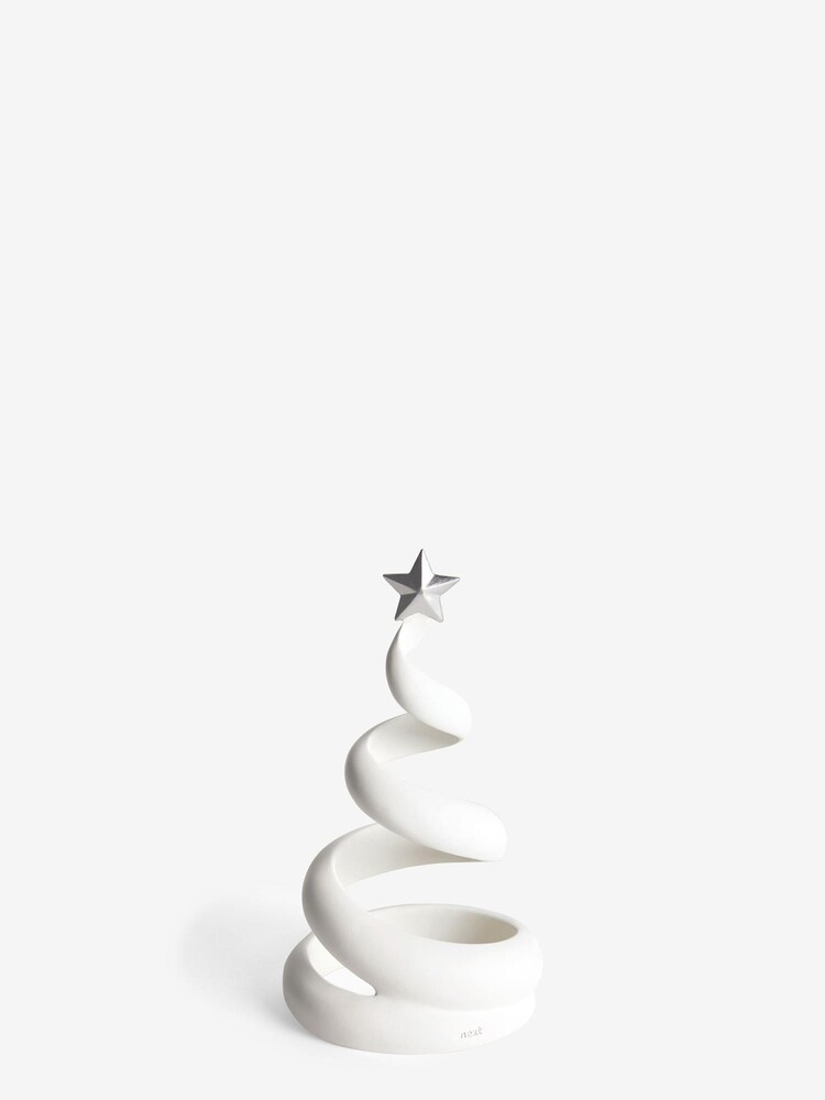 White Resin Spiral Christmas Tree Ornament - Image 2 of 2