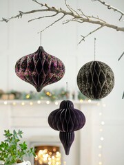 Set mit 3 Weihnachtsschmuck aus gemustertem Papier zum Aufhängen​​​​​​​ - Bild 1 von 4