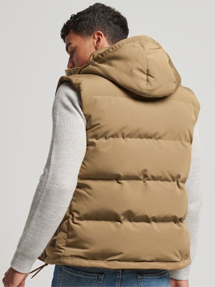 Superdry Brown Everest Faux Fur Puffer Gilet - Image 2 of 6