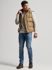 Superdry Brown Everest Faux Fur Puffer Gilet - Image 3 of 6