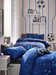 Blue Football Duvet Cover and Pillowcase Set - Image 1 of 6
