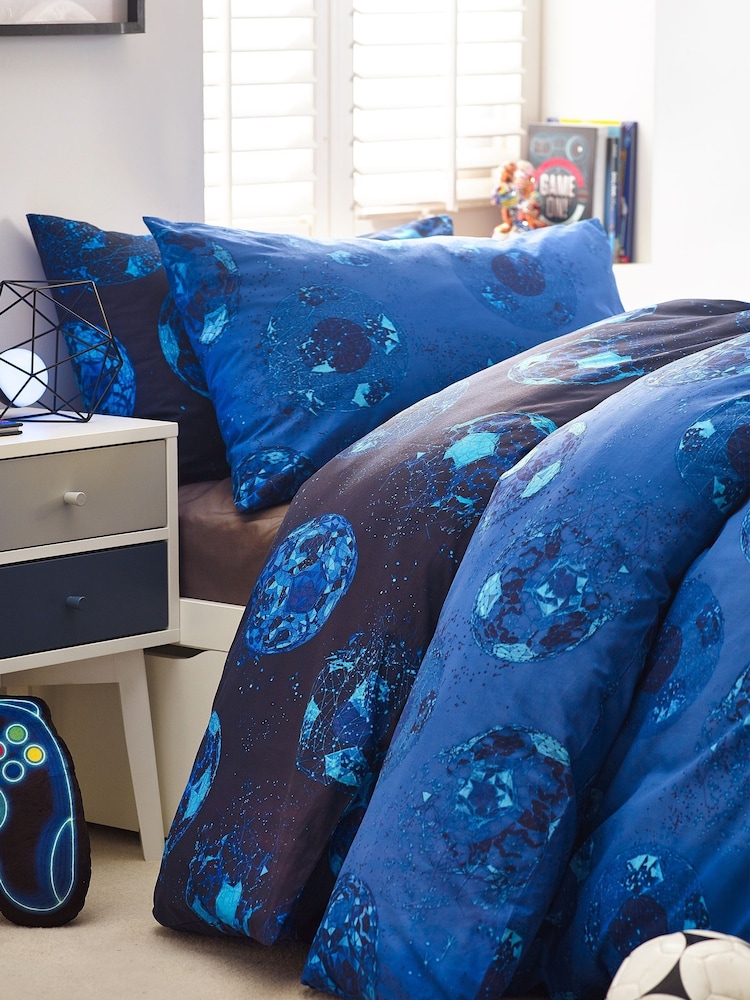 Blue Football Duvet Cover and Pillowcase Set - Image 2 of 6