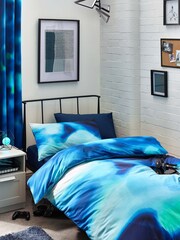 Navy Blue Ombre Print Duvet Cover and Pillowcase Set - Image 1 of 7