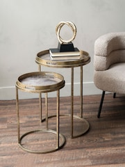 Libra Interiors Gold Set of 2 Vienna Atlas Tray Tables - Image 1 of 3