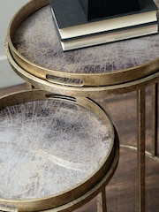 Libra Interiors Gold Set of 2 Vienna Atlas Tray Tables - Image 2 of 3