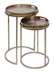 Libra Interiors Gold Set of 2 Vienna Atlas Tray Tables - Image 3 of 3