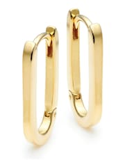 Beaverbrooks Sterling Silver Yellow Gold Plated Rectangular Hoop Earrings - Image 1 of 3