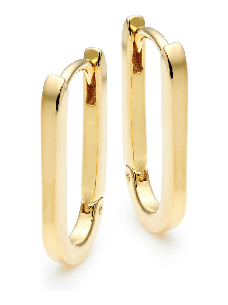 Beaverbrooks Sterling Silver Yellow Gold Plated Rectangular Hoop Earrings - Image 1 of 3