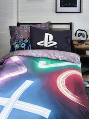 Black PlayStation 100% Cotton Duvet Cover And Pillowcase Set - Image 1 of 15