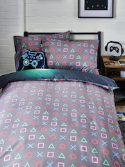 Black PlayStation 100% Cotton Duvet Cover And Pillowcase Set - Image 2 of 15