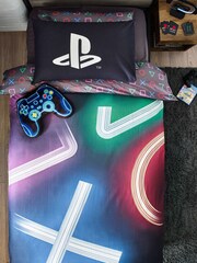 Black PlayStation 100% Cotton Duvet Cover And Pillowcase Set - Image 6 of 15