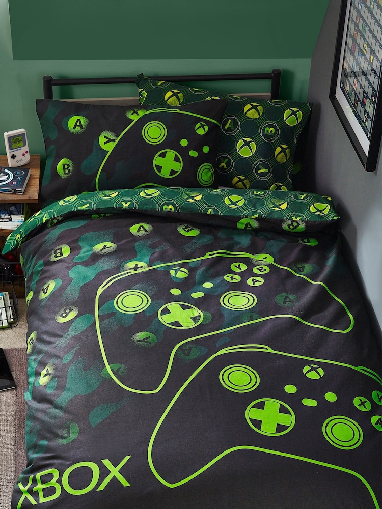 Black Xbox Duvet Cover And Pillowcase Set - Image 1 of 20
