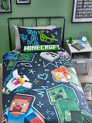 Minecraft Navy Gaming Duvet Cover And Pillowcase Set - Image 1 of 7