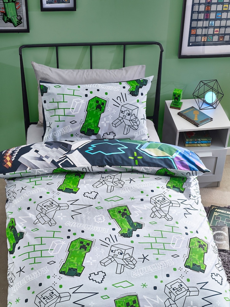 Minecraft Navy Gaming Duvet Cover And Pillowcase Set - Image 2 of 7