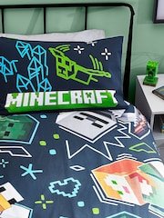 Minecraft Navy Gaming Duvet Cover And Pillowcase Set - Image 3 of 7