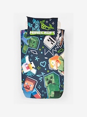 Minecraft Navy Gaming Duvet Cover And Pillowcase Set - Image 4 of 7