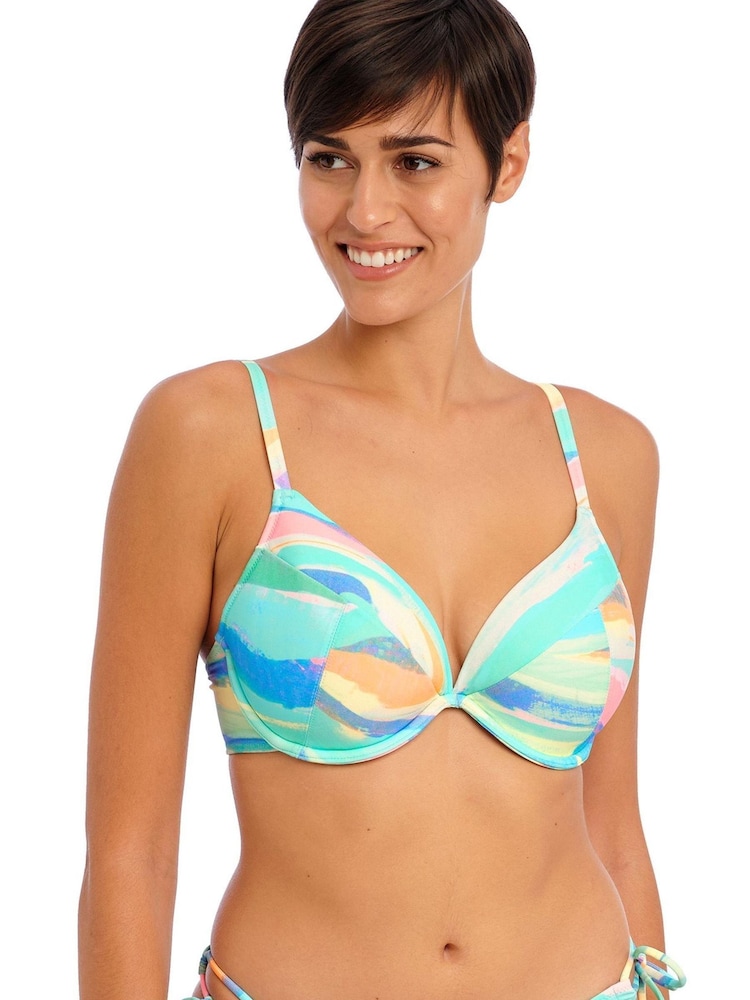 Freya Aqua Blue Summer Reef Underwired Plunge Bikini Top - Image 1 of 6
