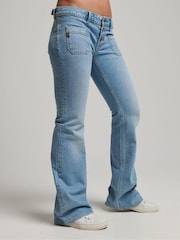 Superdry Light Blue Cotton Vintage Low Rise Slim Flare Jeans - Image 2 of 3