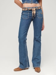 Superdry Blue Cotton Vintage Low Rise Slim Flare Jeans - Image 1 of 3