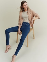 Dark Blue Super Stretch Soft Sculpt Pull-On Denim Leggings - Image 1 of 6