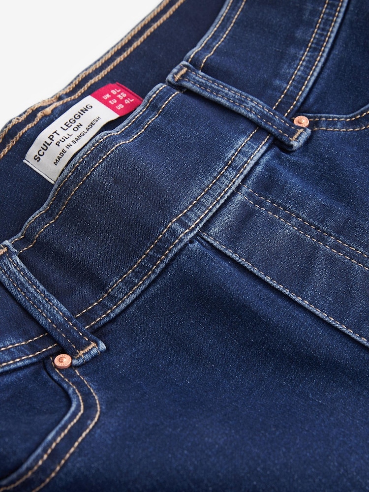 Dark Blue Super Stretch Soft Sculpt Pull-On Denim Leggings - Image 6 of 6