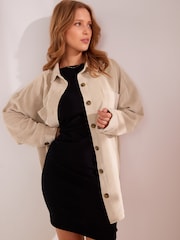 Neutral Corduroy Lightweight Shacket - Image 1 of 6