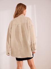 Neutral Corduroy Lightweight Shacket - Image 3 of 6