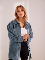 Blue Corduroy Lightweight Shacket - Image 1 of 6