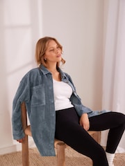 Blue Corduroy Lightweight Shacket - Image 2 of 6
