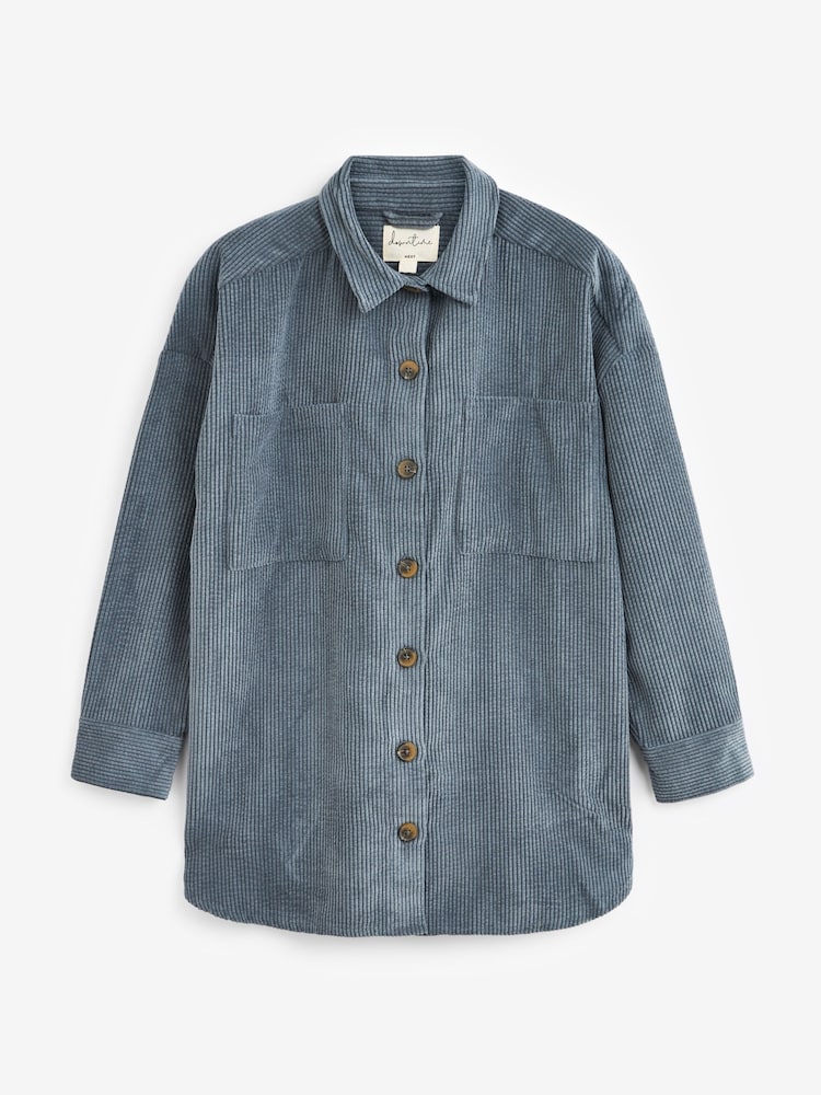 Blue Corduroy Lightweight Shacket - Image 5 of 6