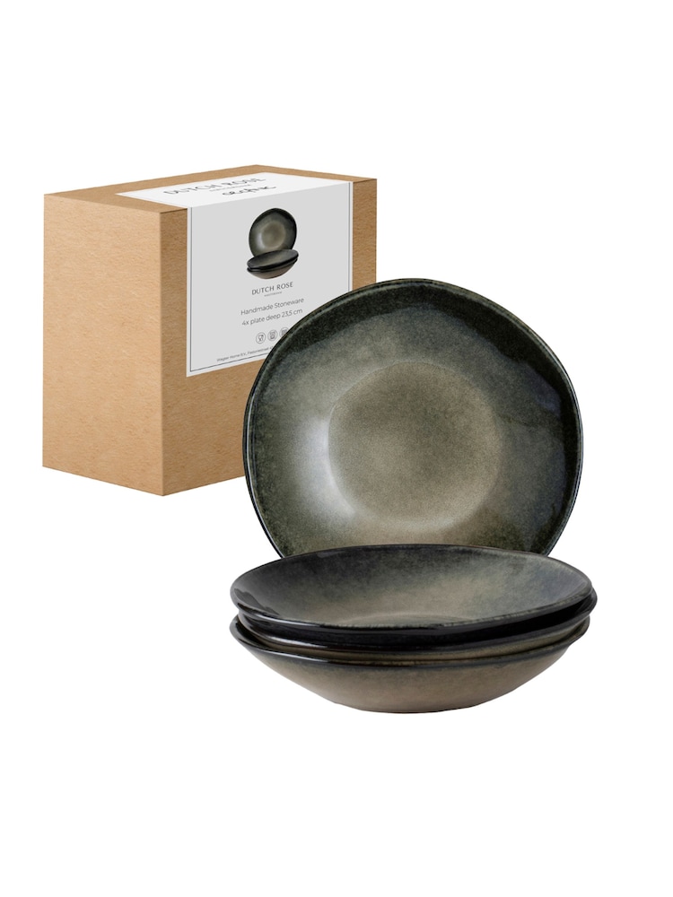 Dutch Rose Set of 4 Green Pasta Bowls - Image 2 of 4 Dutch Rose Set of 4 Green Pasta Bowls - Image 2 of 4
