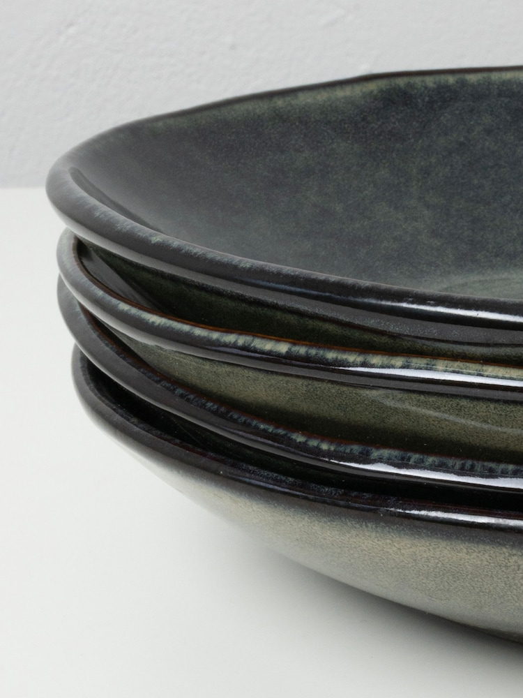 Dutch Rose Set of 4 Green Pasta Bowls - Image 4 of 4