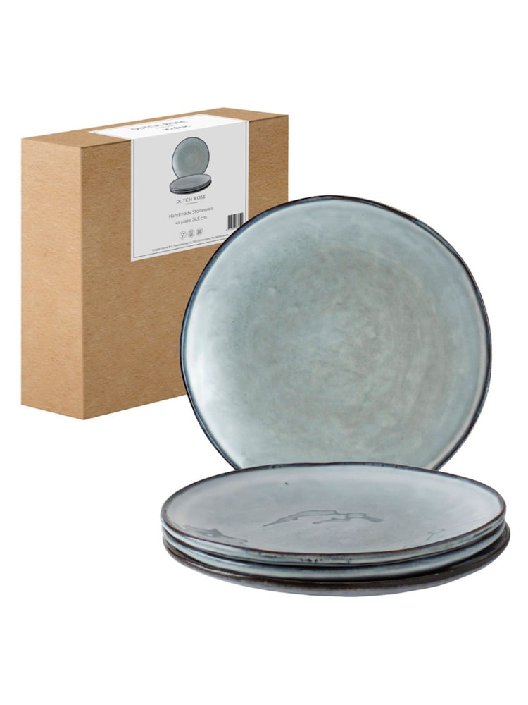 Dutch Rose Set of 4 Light Blue Organic Dinner Plates 26.5cm - Image 4 of 4