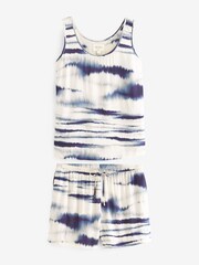 Navy/White Tie Dye Viscose Vest Short Pyjamas Set - Image 2 of 11