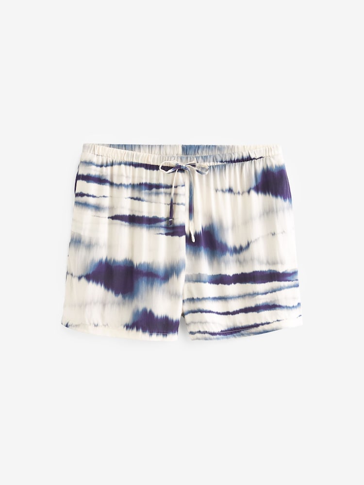 Navy/White Tie Dye Viscose Vest Short Pyjamas Set - Image 4 of 11