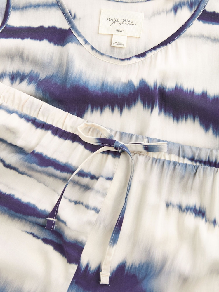 Navy/White Tie Dye Viscose Vest Short Pyjamas Set - Image 5 of 11