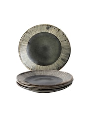 Dutch Rose Dark Green Set of 4 Dinner Plates Set of 4 Dinner Plates - Image 1 of 4