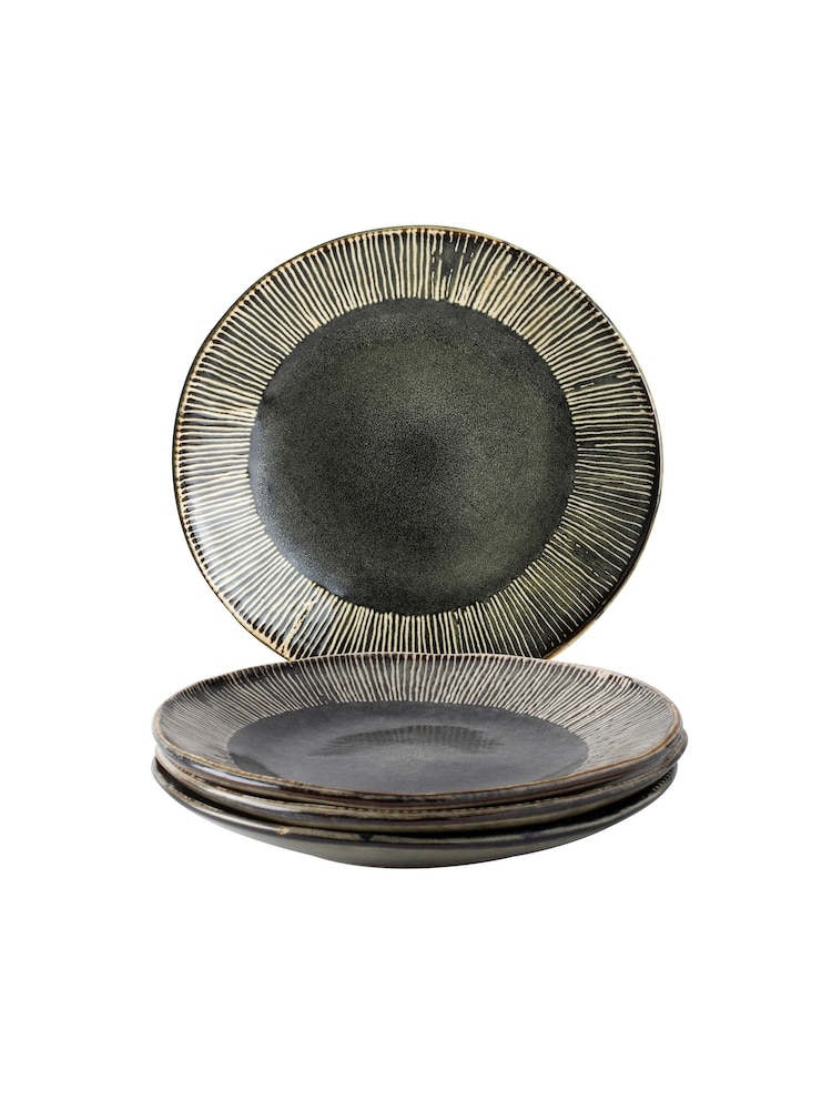 Dutch Rose Dark Green Set of 4 Dinner Plates Set of 4 Dinner Plates - Image 1 of 4