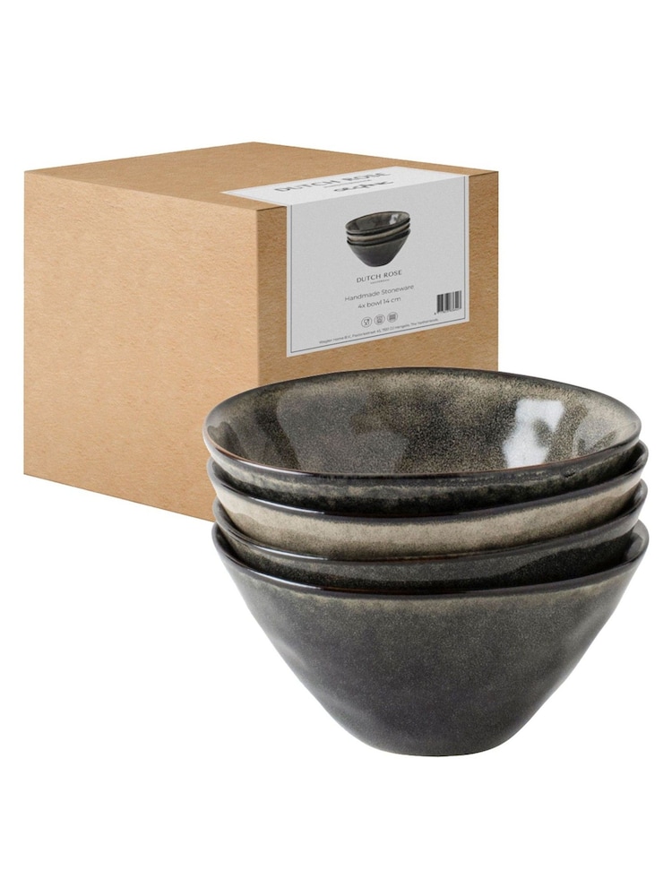 Dutch Rose Set of 4 Green 14cm Bowls Gift Boxed - Image 2 of 4