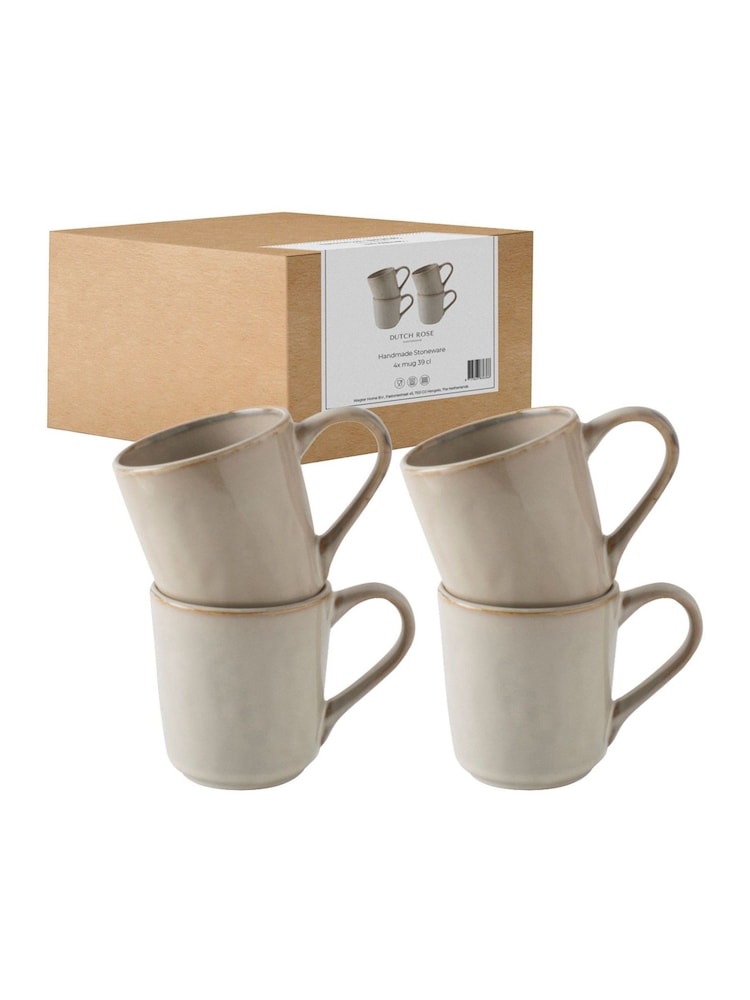 Dutch Rose Set of 4 Cream Mugs - Image 4 of 4