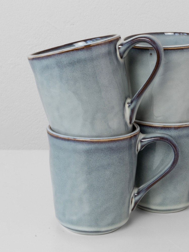 Dutch Rose Set of 4 Blue Mugs - Image 2 of 4