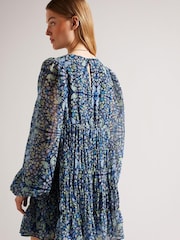 Ted Baker Blue Rohzan Tiered Swing Mini Dress - Image 2 of 5