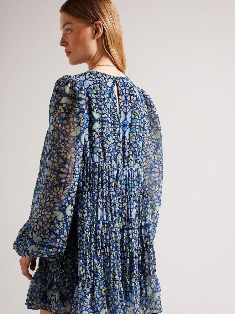 Ted Baker Blue Rohzan Tiered Swing Mini Dress - Image 2 of 5
