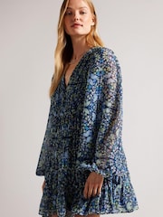 Ted Baker Blue Rohzan Tiered Swing Mini Dress - Image 3 of 5