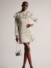 Ted Baker Green Orrsett Fit And Flare Mini Dress With Cape Detail - Image 1 of 5