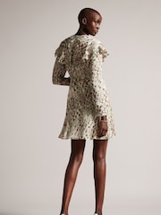 Ted Baker Green Orrsett Fit And Flare Mini Dress With Cape Detail - Image 2 of 5