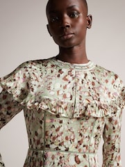 Ted Baker Green Orrsett Fit And Flare Mini Dress With Cape Detail - Image 4 of 5